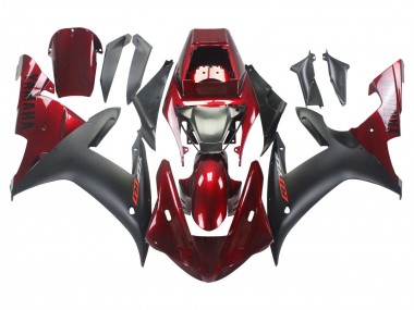 Meilleurs Kits Carénage Moto Yamaha YZF 1000 R1 2002-2003 - Rouge Noir Mat