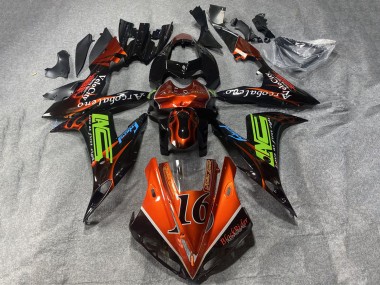 Meilleurs Carénages Moto Yamaha YZF 1000 R1 2002-2003 - Orange Noir Vert Néon Flamme 16