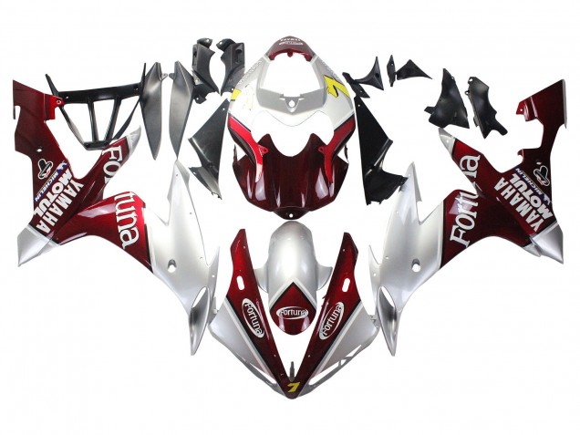 Carénages Moto Yamaha YZF 1000 R1 2004-2006 - Argent Rouge Fortuna Motul