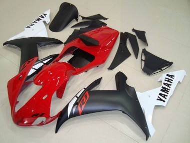 Meilleurs Carénages Moto Yamaha YZF R1 2002-2003 - Rouge Blanc Noir Mat