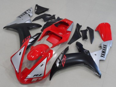 Meilleurs Carénages Moto Yamaha YZF R1 2002-2003 - Rouge Argent Noir Mat