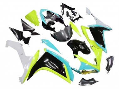 Meilleurs Carénages Moto Yamaha YZF 1000 R1 2007-2008 - Bleu Clair Vert Citron Noir
