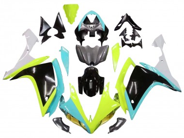 Meilleurs Carénages Moto Yamaha YZF 1000 R1 2007-2008 - Bleu Clair Vert Citron Noir