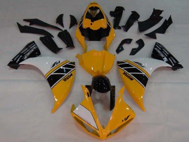 Meilleurs Carénages Moto Yamaha YZF 1000 R1 2007-2008 - Jaune Blanc Noir