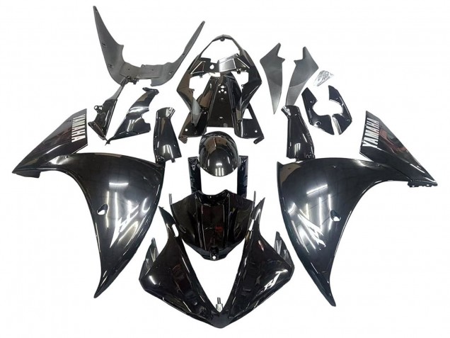 Carénages Moto Yamaha YZF 1000 R1 2009-2011 - Noir Brillant Blanc Décalque