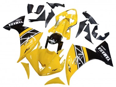 Meilleurs Kits Carénage Moto Yamaha YZF 1000 R1 2009-2011 - Jaune Blanc Noir Bande