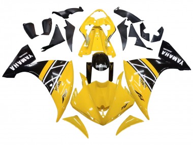 Meilleurs Kits Carénage Moto Yamaha YZF 1000 R1 2009-2011 - Jaune Blanc Noir Bande