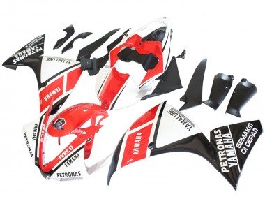Meilleurs Carénages Moto Yamaha YZF 1000 R1 2012-2014 - Blanc Rouge Noir Brillant Petronas