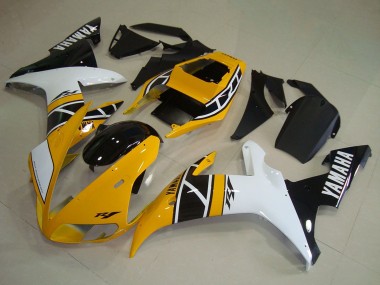 Meilleurs Carénages Moto Yamaha YZF R1 2002-2003 - Jaune Blanc Noir Anniversaire