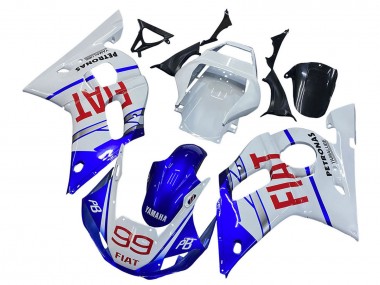 Meilleurs Carénages Moto Yamaha YZF 600 R6 1998-2002 - Blanc Bleu Rouge Fiat 99