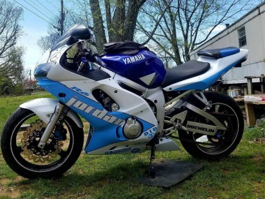 Meilleurs Carénages Moto Yamaha YZF 600 R6 1998-2002 - Blanc Bleu Jordan