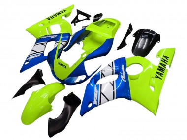 Meilleurs Carénages Moto Yamaha YZF 600 R6 1998-2002 - Vert Néon Bleu Blanc Champions