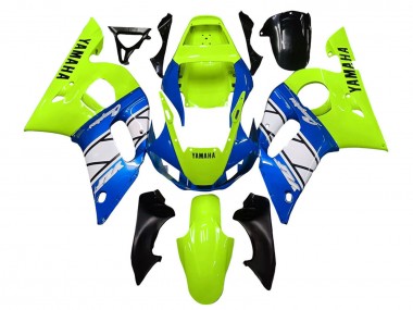 Meilleurs Carénages Moto Yamaha YZF 600 R6 1998-2002 - Vert Néon Bleu Blanc Champions