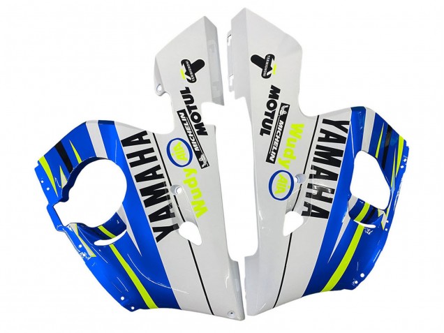 Carénages Moto Yamaha YZF 600 R6 1998-2002 - Blanc Bleu Jaune Néon Fiat Motul Michelin
