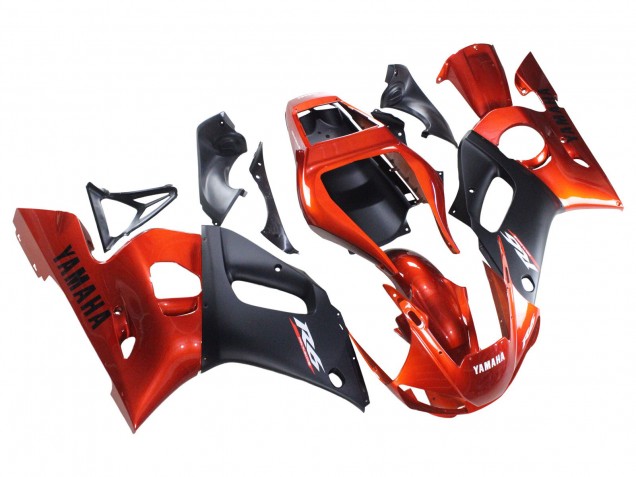 Carénages Moto Yamaha YZF 600 R6 1998-2002 - Orange Noir Mat