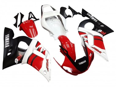 Meilleurs Carénages Moto Yamaha YZF 600 R6 1998-2002 - Blanc Rouge Noir Brillant