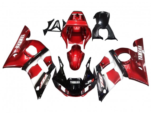 Carénages Moto Yamaha YZF 600 R6 1998-2002 - Rouge Blanc Noir Brillant