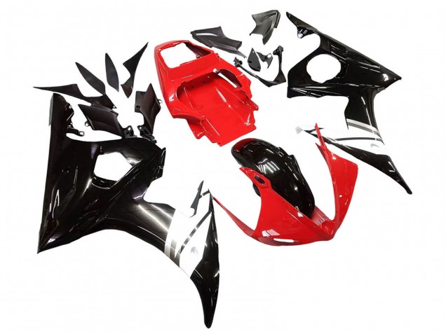 Carénages Moto Yamaha YZF R6S 2006-2009 - Rouge Blanc Noir Brillant