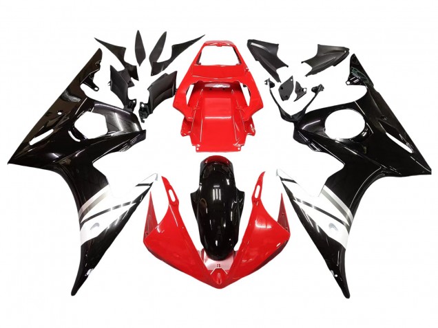 Carénages Moto Yamaha YZF R6S 2006-2009 - Rouge Blanc Noir Brillant