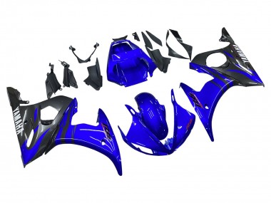 Meilleurs Carénages Moto Yamaha YZF R6 2003-2004 - Bleu Noir Brillant