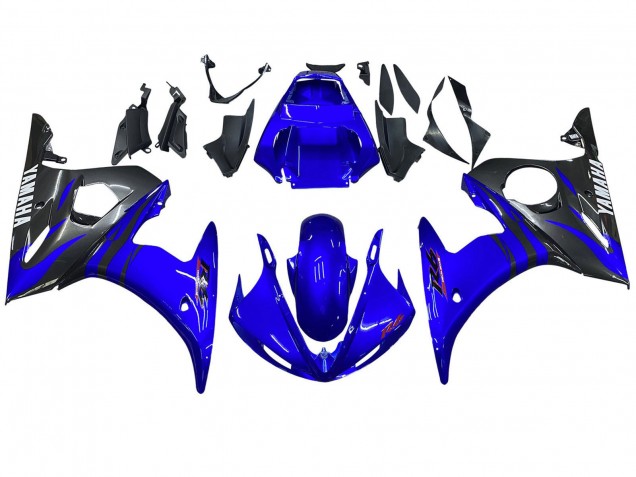 Carénages Moto Yamaha YZF R6 2003-2004 - Bleu Noir Brillant