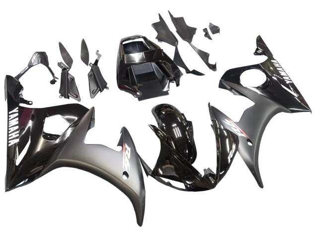 Carénages Moto Yamaha YZF R6 2003-2004 - Noir Brillant Noir Mat Blanc Décalque