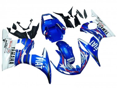 Meilleurs Carénages Moto Yamaha YZF R6 2003-2004 - Blanc Bleu Fiat Motul Kastinee
