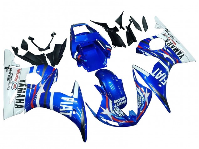 Carénages Moto Yamaha YZF R6S 2006-2009 - Blanc Bleu Fiat Motul Kastinee