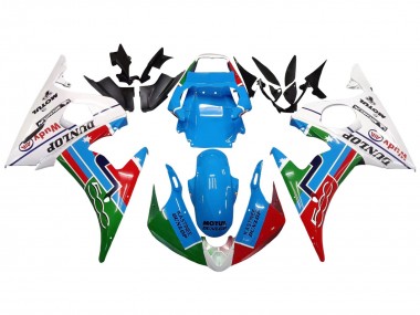 Meilleurs Carénages Moto Yamaha YZF R6 2003-2004 - Blanc Bleu Vert Rouge Kastinee Dunlop Motul
