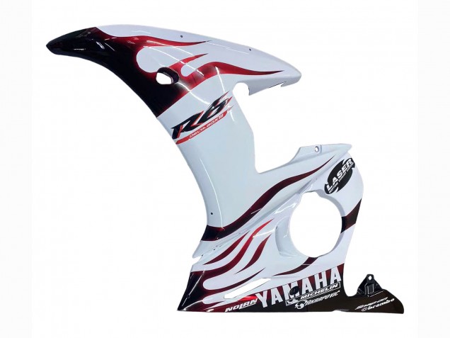 Carénages Moto Yamaha YZF R6S 2006-2009 - Blanc Dark Noir Flamme