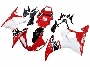 Meilleurs Carénage Moto Yamaha YZF R6 2003-2004 - Blanc Rouge Noir Brillant