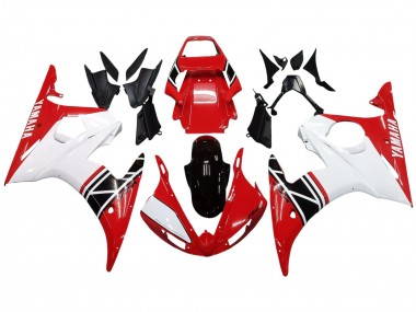 Meilleurs Carénage Moto Yamaha YZF R6 2003-2004 - Blanc Rouge Noir Brillant