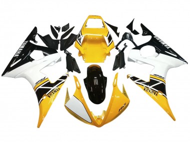 Meilleurs Carénages Moto Yamaha YZF R6S 2006-2009 - Jaune Blanc Noir Brillant