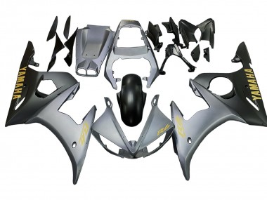 Meilleurs Carénages Moto Yamaha YZF R6 2003-2004 - Gris Mat Noir Mat Or Décalque
