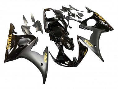 Meilleurs Carénages Moto Yamaha YZF R6 2003-2004 - Noir Brillant Noir Mat Or Décalque