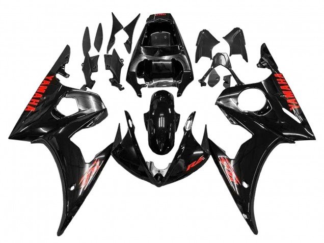 Carénages Moto Yamaha YZF R6 2003-2004 - Noir Brillant Rouge