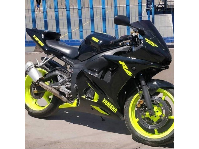 Carénages Moto Yamaha YZF R6 2003-2004 - Noir Brillant Jaune Néon