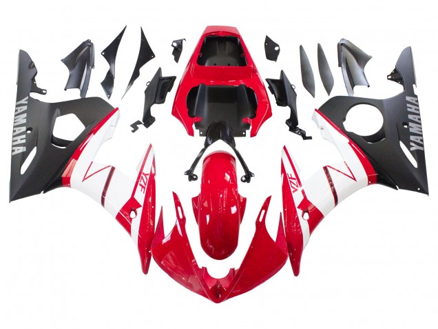 Carénages Moto Yamaha YZF R6S 2006-2009 - Rouge Blanc Noir Mat