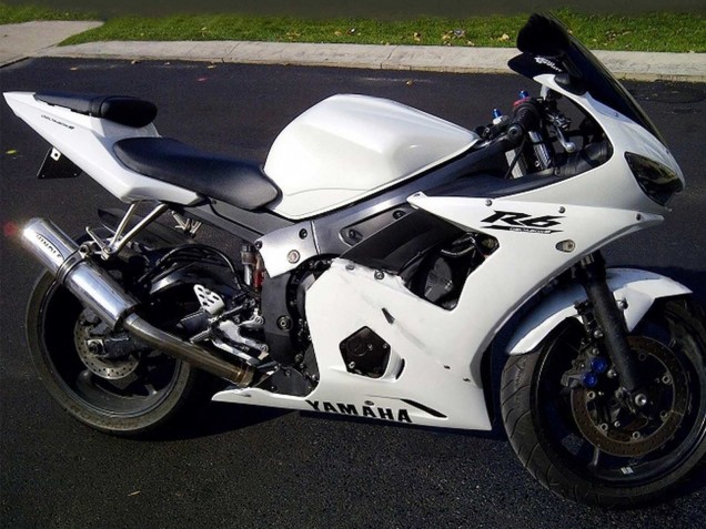 Carénages Moto Yamaha YZF R6 2003-2004 - Blanc Noir Décalque