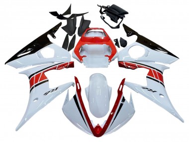 Meilleurs Carénages Moto Yamaha YZF R6 2003-2004 - Blanc Rouge Noir Brillant