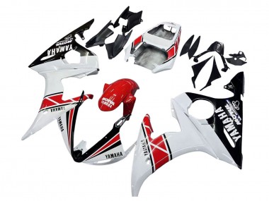 Meilleurs Carénages Moto Yamaha YZF R6 2003-2004 - Blanc Rouge Noir Brillant Motul