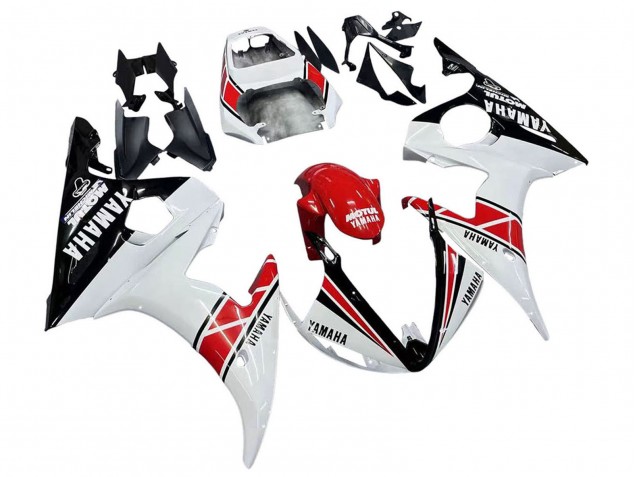 Carénages Moto Yamaha YZF R6 2003-2004 - Blanc Rouge Noir Brillant Motul