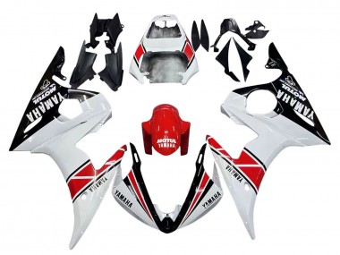 Meilleurs Carénages Moto Yamaha YZF R6 2003-2004 - Blanc Rouge Noir Brillant Motul