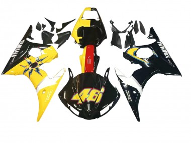 Meilleurs Carénages Moto Yamaha YZF 600 R6 2005 - Noir Jaune Rouge 46
