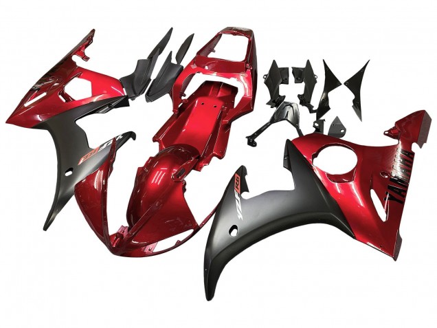 Carénage Moto Yamaha YZF 600 R6 2005 - Rouge Noir Mat