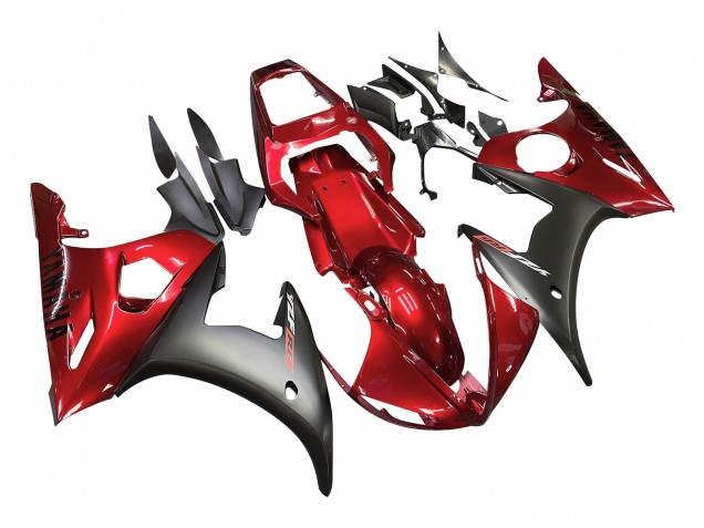 Carénage Moto Yamaha YZF 600 R6 2005 - Rouge Noir Mat
