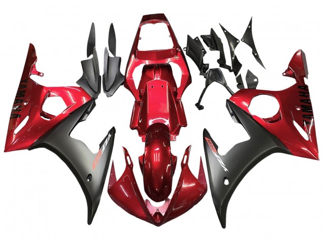 Carénage Moto Yamaha YZF 600 R6 2005 - Rouge Noir Mat
