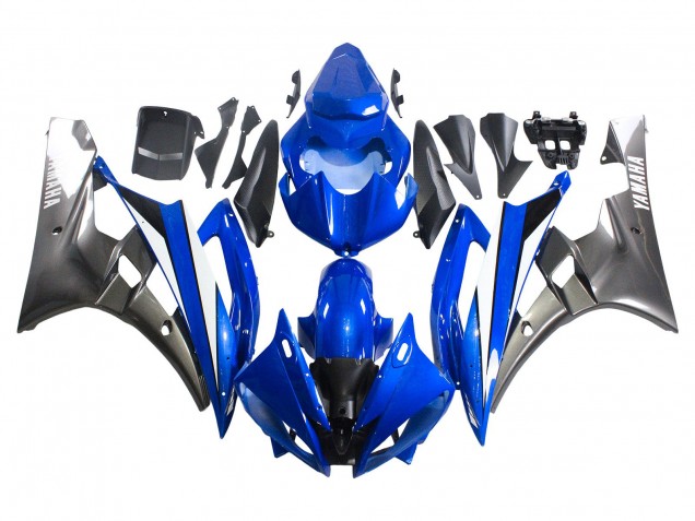 Carénages Moto Yamaha YZF 600 R6 2006-2007 - Bleu Blanc Noir Brillant