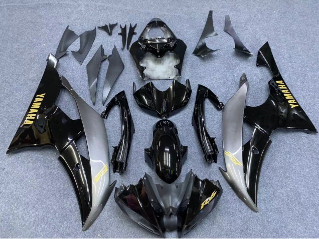 Carénages Moto Yamaha YZF 600 R6 2006-2007 - Argent Noir Brillant Or Décalque