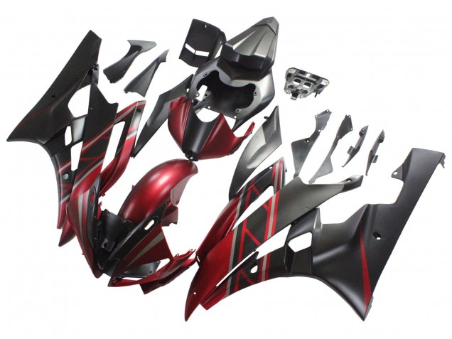 Carénages Moto Yamaha YZF 600 R6 2006-2007 - Rouge Noir Mat